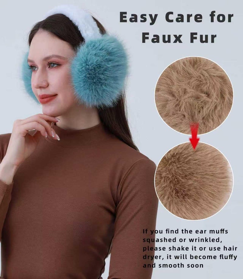 Eyegla Ear Muffs for Women Winter Adjustable & Foldable Fuzzy Earmuffs Fluffy Soft Ear Covers for Cold Weather - Image 5